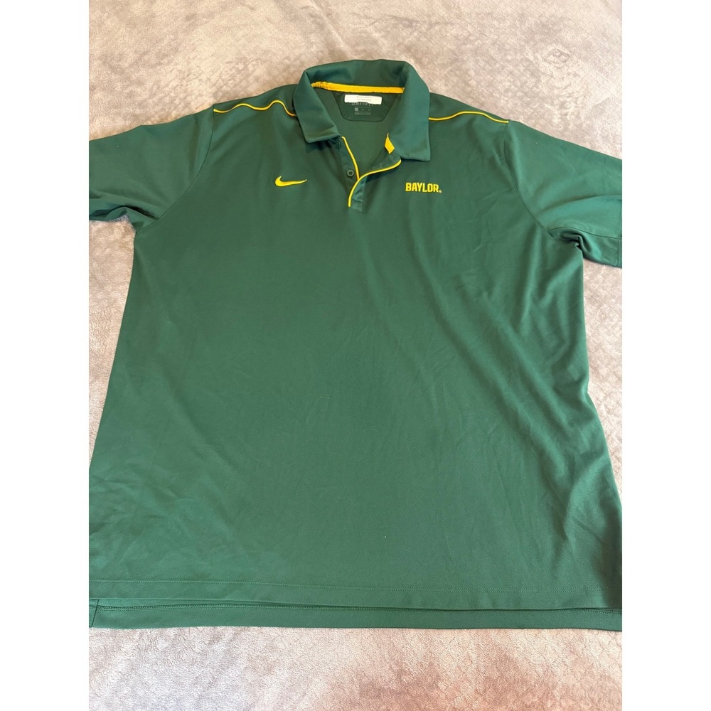 Nike Baylor Bears Dri-FIT Polo‎ Shirt Mens 3XL Green Yellow Team issue Coach